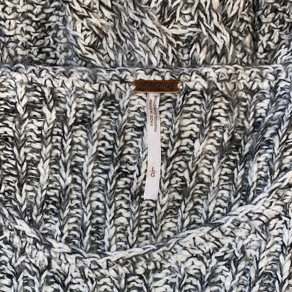 Free People Linen Wool Alpaca Blend Open Weave Marled Gray Pullover Sweater - Picture 9 of 12
